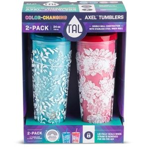 TAL Stainless Steel Color Changing 2 Pack Axel Tumbler, 24 fl oz, Floral